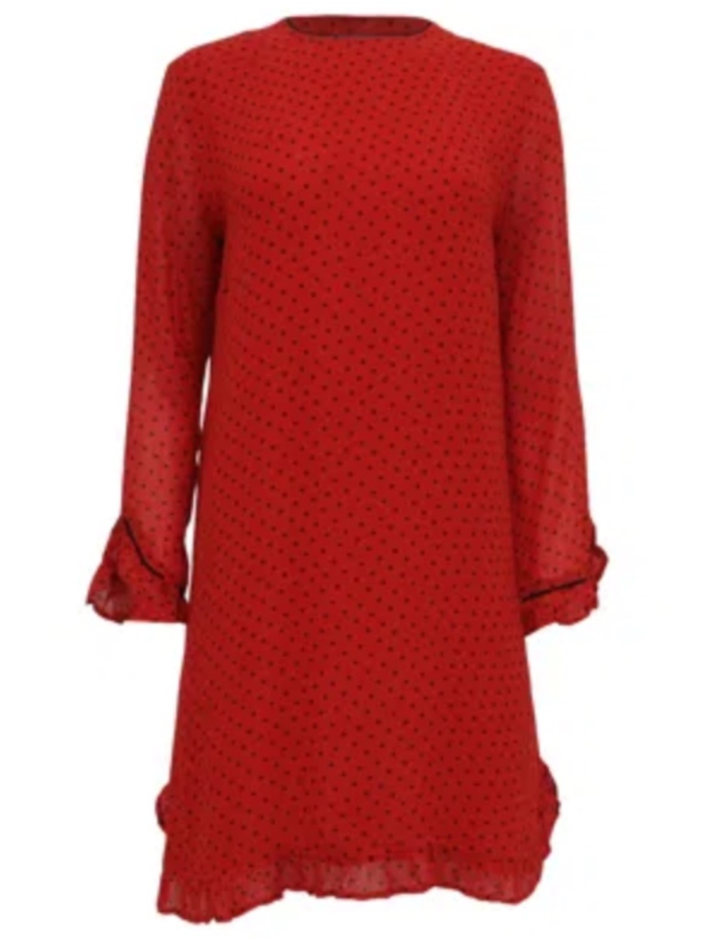 Ganni Mullin Polka Dot Georgette Dress in Red Viscose 38 (US 6)